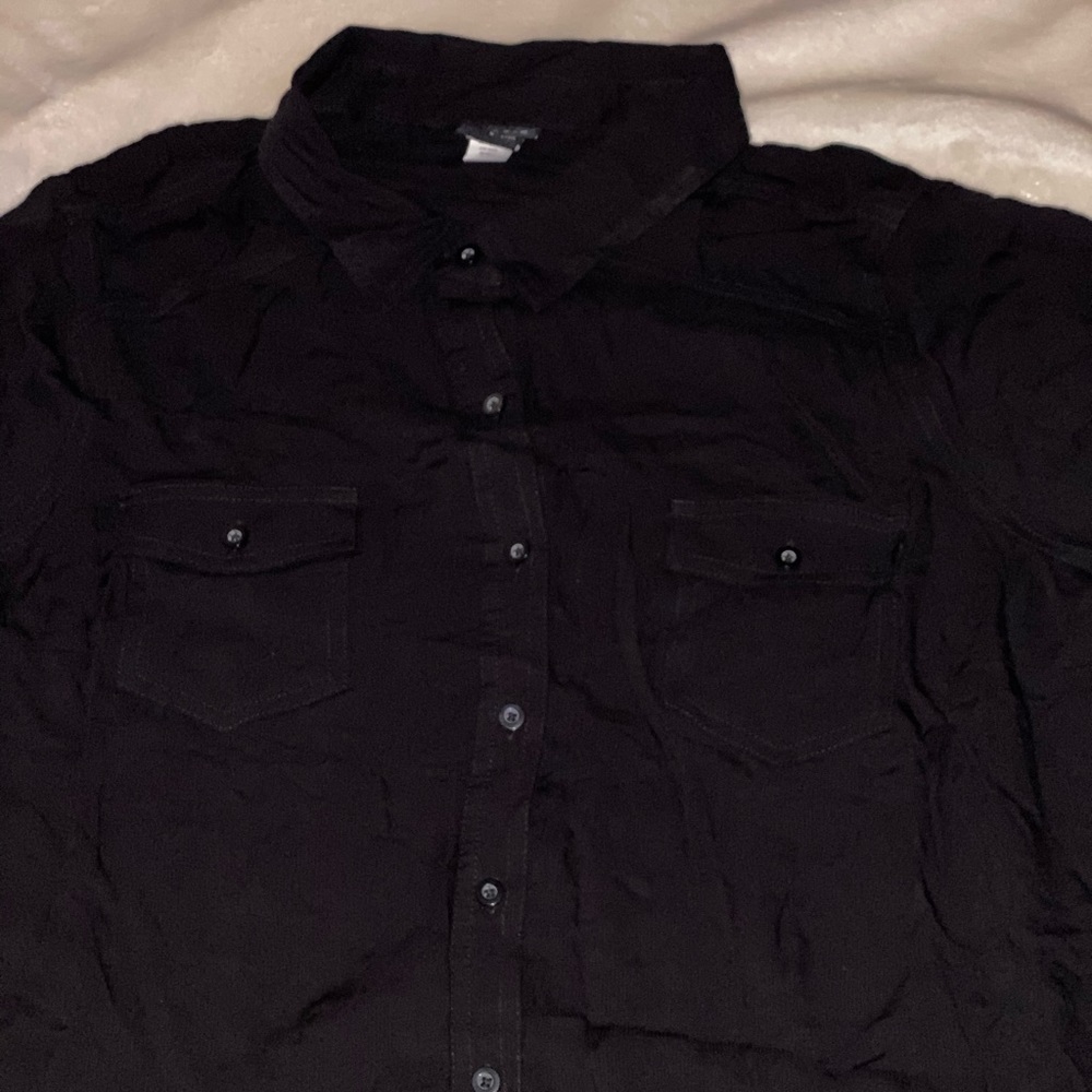 Torrid black button up shirt.